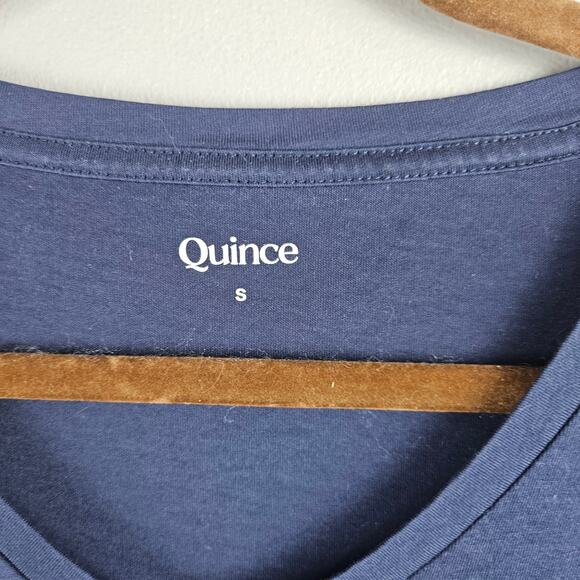 Quince Cotton Modal V Neck Tee Navy Blue Size Small - Picture 3 of 6